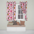 Cute Kawaii Gummy Bear Cherry Rainbow Roller Skate Pink Background Seamless  Readymade Eyelet Ring Top Thermal 100% Blackout Curtains