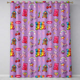 Cute Kawaii Gummy Bear Cherry Rainbow Roller Skate Purple Background Seamless  Readymade Eyelet Ring Top Thermal 100% Blackout Curtains