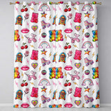 Cute Kawaii Gummy Bear Cherry Rainbow Roller Skate Grey Background Seamless  Readymade Eyelet Ring Top Thermal 100% Blackout Curtains