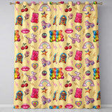 Cute Kawaii Gummy Bear Cherry Rainbow Roller Skate Beige Background Seamless  Readymade Eyelet Ring Top Thermal 100% Blackout Curtains