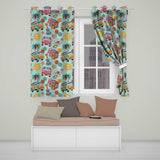 Hippie Van Camera Guitar Floral Travel Mint Background Seamless  Readymade Eyelet Ring Top Thermal 100% Blackout Curtains