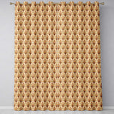Elegant Vintage Fleur De Lis Ornamental Gold Pattern Seamless Design  Readymade Eyelet Ring Top Thermal 100% Blackout Curtains