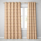 Classic Beige Fleur De Lis Scroll Detail Seamless Pattern Elegant Design  Readymade Eyelet Ring Top Thermal 100% Blackout Curtains