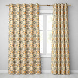Floral Circle Pattern Warm Earth Tone Seamless Design  Readymade Eyelet Ring Top Thermal 100% Blackout Curtains