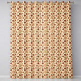 Orange Brown Circular Floral Motif Seamless Pattern Mid Century Style  Readymade Eyelet Ring Top Thermal 100% Blackout Curtains