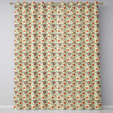 Playful Orange Blue Folk Floral Seamless Pattern Scandinavian Style Design  Readymade Eyelet Ring Top Thermal 100% Blackout Curtains
