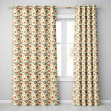 Playful Orange Blue Folk Floral Seamless Pattern Scandinavian Style Design  Readymade Eyelet Ring Top Thermal 100% Blackout Curtains