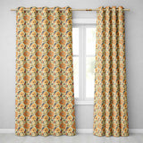 Detailed Vintage Orange Yellow Floral Seamless Pattern Classic Botanical Design  Readymade Eyelet Ring Top Thermal 100% Blackout Curtains