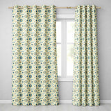 Teal Gold Ornate Floral Medallion Seamless Pattern Elegant Vintage Style  Readymade Eyelet Ring Top Thermal 100% Blackout Curtains