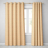 Small Scale Orange Floral Geometric Seamless Pattern  Tile Design  Readymade Eyelet Ring Top Thermal 100% Blackout Curtains
