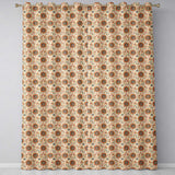Bold Orange Teal Floral Medallion Seamless Pattern Folk Art Style Design  Readymade Eyelet Ring Top Thermal 100% Blackout Curtains