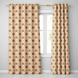 Bold Orange Teal Floral Medallion Seamless Pattern Folk Art Style Design  Readymade Eyelet Ring Top Thermal 100% Blackout Curtains