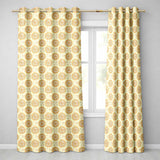 Elegant Beige Mandala Floral Seamless Pattern Soft Neutral Ornamental  Readymade Eyelet Ring Top Thermal 100% Blackout Curtains
