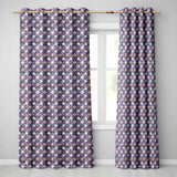 Purple Pink Geometric Floral Tile Seamless Pattern Vintage Style  Readymade Eyelet Ring Top Thermal 100% Blackout Curtains