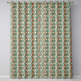 Abstract Moroccan Tile Watercolor Seamless Pattern Rustic Artistic Design  Readymade Eyelet Ring Top Thermal 100% Blackout Curtains