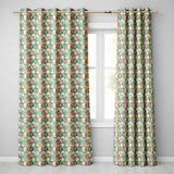 Abstract Moroccan Tile Watercolor Seamless Pattern Rustic Artistic Design  Readymade Eyelet Ring Top Thermal 100% Blackout Curtains