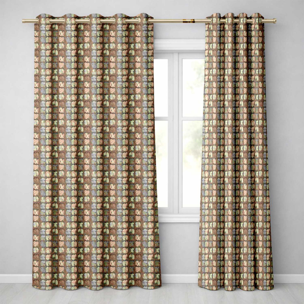 Distressed Metal Panel Grid Seamless Pattern Vintage Industrial Texture  Readymade Eyelet Ring Top Thermal 100% Blackout Curtains