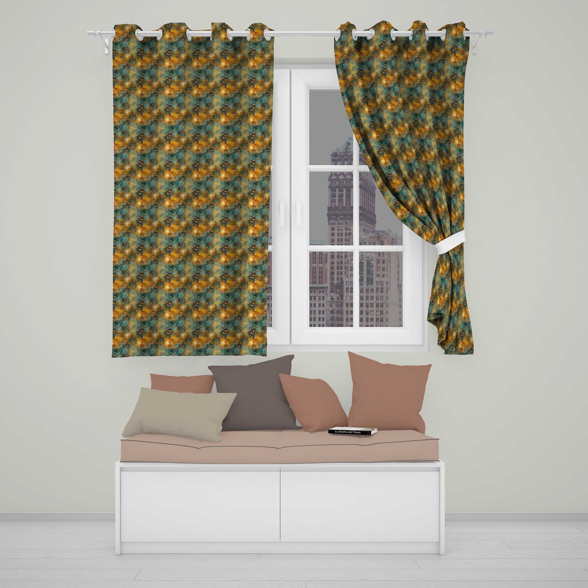 Abstract Floral Grunge Texture Seamless Pattern Artistic Vintage Background  Readymade Eyelet Ring Top Thermal 100% Blackout Curtains