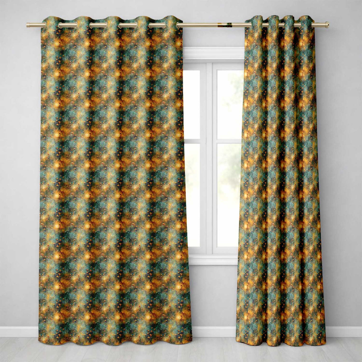 Abstract Floral Grunge Texture Seamless Pattern Artistic Vintage Background  Readymade Eyelet Ring Top Thermal 100% Blackout Curtains