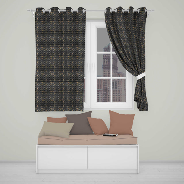 Dark Riveted Metal Grid Seamless Pattern Industrial Steampunk Texture Design  Readymade Eyelet Ring Top Thermal 100% Blackout Curtains