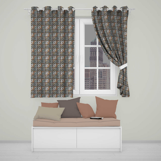 Star Embossed Metal Tile Seamless Pattern Rustic Industrial Decorative Texture  Readymade Eyelet Ring Top Thermal 100% Blackout Curtains