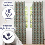 Vintage Blue Floral Tile Seamless Pattern Distressed Ornamental Texture Design  Readymade Eyelet Ring Top Thermal 100% Blackout Curtains