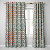 Vintage Blue Floral Tile Seamless Pattern Distressed Ornamental Texture Design  Readymade Eyelet Ring Top Thermal 100% Blackout Curtains