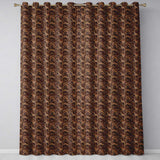 Dark Brown Ornate Damask Seamless Pattern Luxury Vintage Floral Design  Readymade Eyelet Ring Top Thermal 100% Blackout Curtains