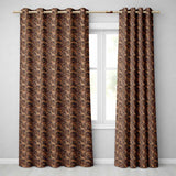 Dark Brown Ornate Damask Seamless Pattern Luxury Vintage Floral Design  Readymade Eyelet Ring Top Thermal 100% Blackout Curtains