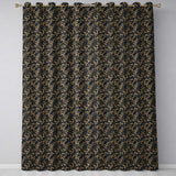 Black Gold Baroque Floral Seamless Pattern Luxury Ornamental Design  Readymade Eyelet Ring Top Thermal 100% Blackout Curtains