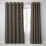 Black Gold Baroque Floral Seamless Pattern Luxury Ornamental Design  Readymade Eyelet Ring Top Thermal 100% Blackout Curtains