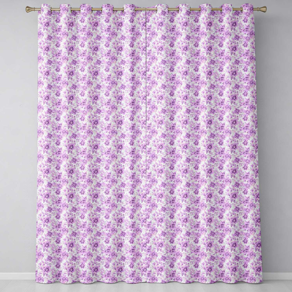 Purple Floral Garden Seamless Pattern Delicate Botanical Blossom Design  Readymade Eyelet Ring Top Thermal 100% Blackout Curtains