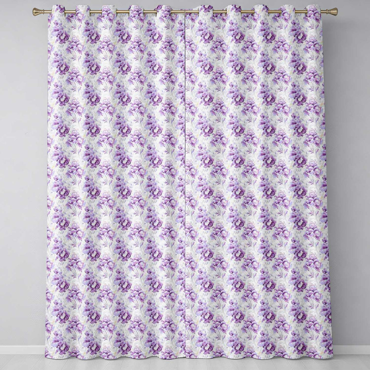 Elegant Lavender Peony Floral Seamless Pattern Soft Vintage Botanical Design  Readymade Eyelet Ring Top Thermal 100% Blackout Curtains