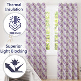 Elegant Lavender Peony Floral Seamless Pattern Soft Vintage Botanical Design  Readymade Eyelet Ring Top Thermal 100% Blackout Curtains