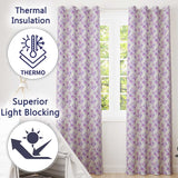Lavender Floral Blossom Seamless Pattern Elegant Watercolor Botanical Design  Readymade Eyelet Ring Top Thermal 100% Blackout Curtains