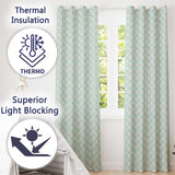 Mint Damask Floral Seamless Pattern Elegant Vintage Ornamental Botanical Design  Readymade Eyelet Ring Top Thermal 100% Blackout Curtains