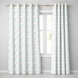 Teal Watercolor Floral Leaves Seamless Pattern Soft Botanical Elegant Design  Readymade Eyelet Ring Top Thermal 100% Blackout Curtains
