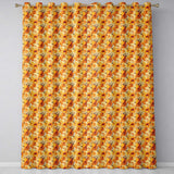 Golden Orange Floral Blossom Seamless Pattern Bold Botanical Vintage Design  Readymade Eyelet Ring Top Thermal 100% Blackout Curtains