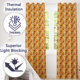 Golden Orange Floral Blossom Seamless Pattern Bold Botanical Vintage Design  Readymade Eyelet Ring Top Thermal 100% Blackout Curtains