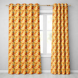 Golden Orange Floral Blossom Seamless Pattern Bold Botanical Vintage Design  Readymade Eyelet Ring Top Thermal 100% Blackout Curtains