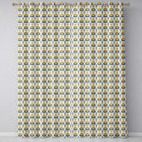 Blue Yellow Ornamental Floral Tile Seamless Pattern Vintage Ceramic Style  Readymade Eyelet Ring Top Thermal 100% Blackout Curtains