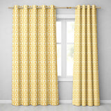 Golden Yellow Damask Floral Seamless Pattern Elegant Vintage Ornamental Design  Readymade Eyelet Ring Top Thermal 100% Blackout Curtains