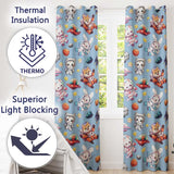 Cute Space Animals Astronaut Seamless Pattern Blue Galaxy Kids Design  Readymade Eyelet Ring Top Thermal 100% Blackout Curtains