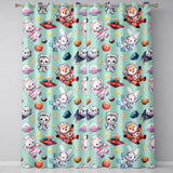 Cute Space Animals Astronaut Seamless Pattern Mint Galaxy Kids Design  Readymade Eyelet Ring Top Thermal 100% Blackout Curtains