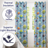 Space Astronaut Alien UFO Seamless  Light Blue Background Fun Kids Design  Readymade Eyelet Ring Top Thermal 100% Blackout Curtains