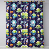 Space Astronaut Alien UFO Seamless  Purple Background Fun Kids Design  Readymade Eyelet Ring Top Thermal 100% Blackout Curtains