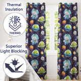Space Astronaut Alien UFO Seamless  Purple Background Fun Kids Design  Readymade Eyelet Ring Top Thermal 100% Blackout Curtains