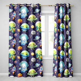 Space Astronaut Alien UFO Seamless  Purple Background Fun Kids Design  Readymade Eyelet Ring Top Thermal 100% Blackout Curtains