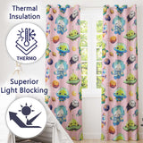 Space Astronaut Alien UFO Seamless  Soft Pink Background Fun Kids Design  Readymade Eyelet Ring Top Thermal 100% Blackout Curtains