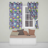 Space Astronaut Alien UFO Seamless  Purple Background Fun Kids Design  Readymade Eyelet Ring Top Thermal 100% Blackout Curtains